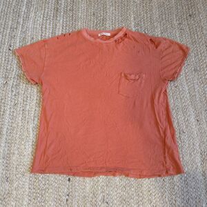 Free People We The Free Distressed Pocket Tee Women’s Size Medium Orange